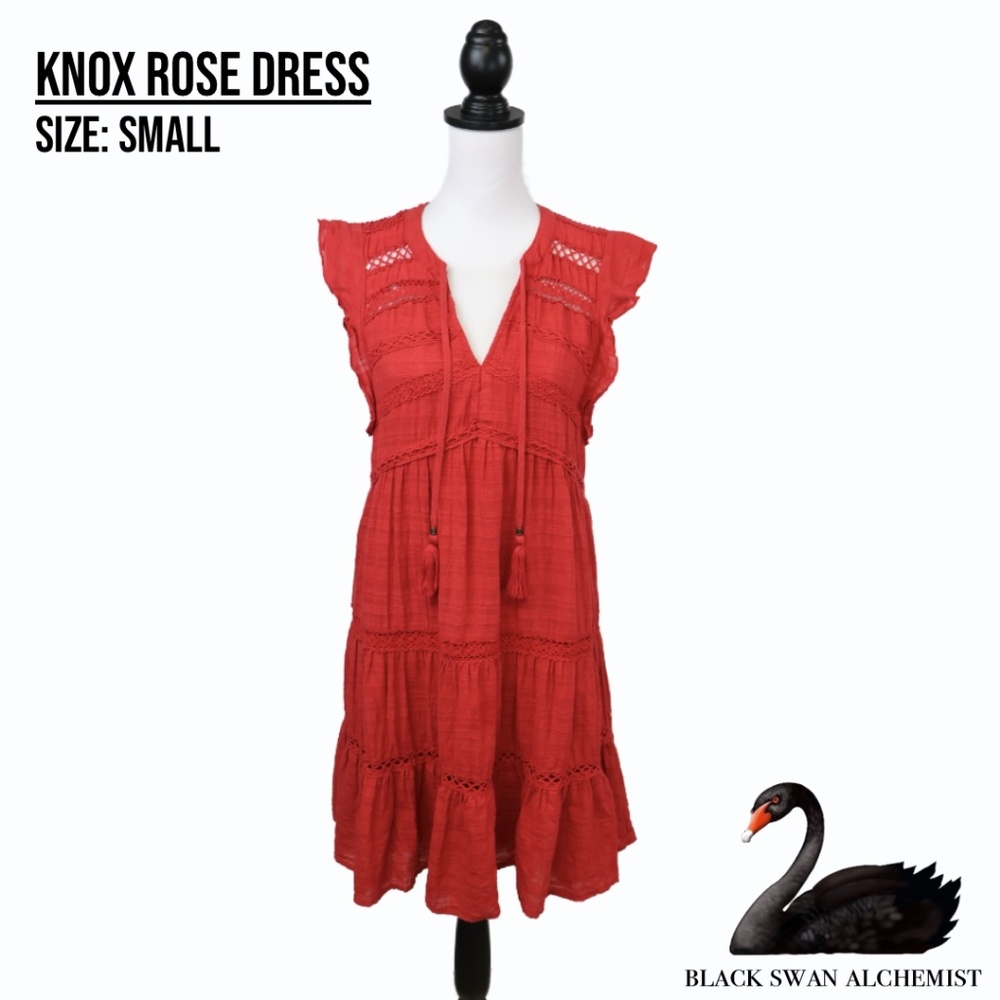 Knox Rose Dress Small Red Midi Boho Dress